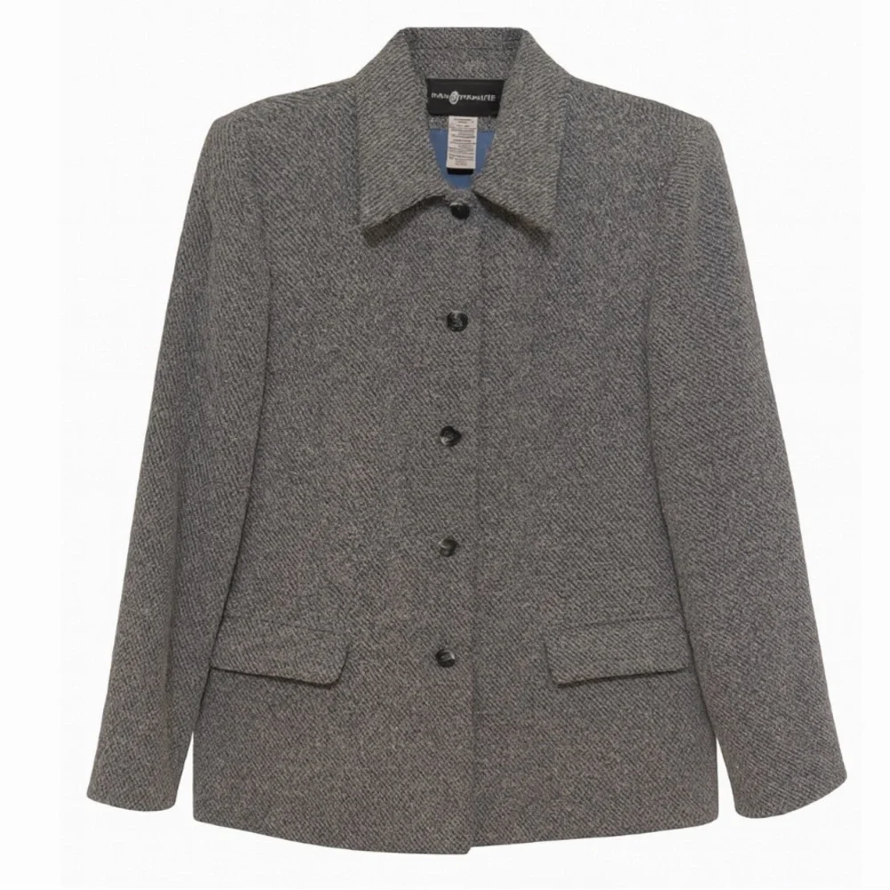 Sag Harbor Vintage Blue Textured Blazer Jacket Size 10 Tweedy Academic Career